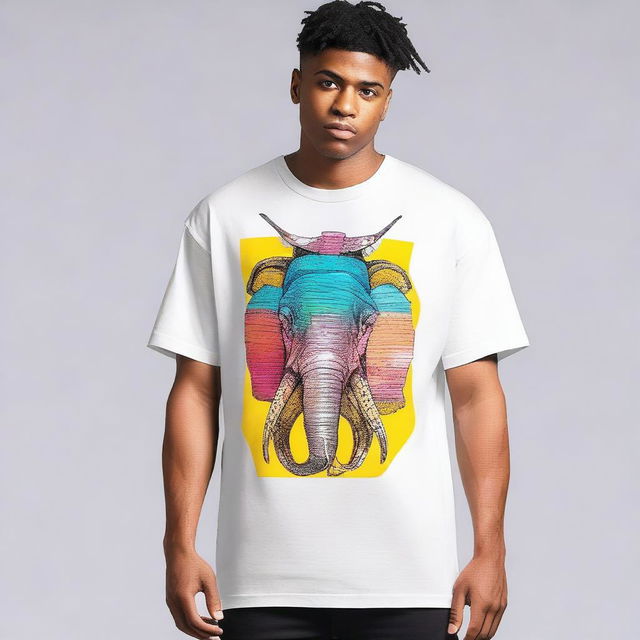 A men's oversized t-shirt featuring an A3-sized design prominently displayed on the front