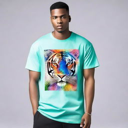 A men's oversized t-shirt featuring an A3-sized design prominently displayed on the front