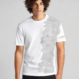 A men's oversized t-shirt featuring designs in A3, A2, and A4 sizes prominently displayed on the front