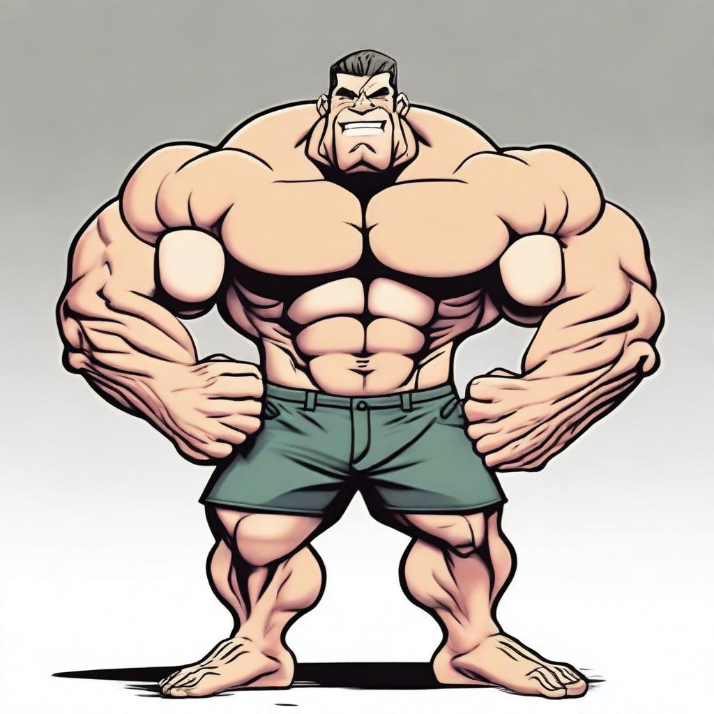 A strong man with muscles so large they appear to be bigger than his body