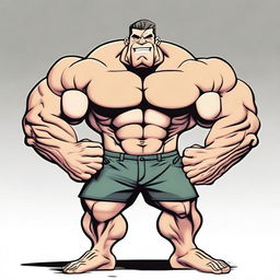 A strong man with muscles so large they appear to be bigger than his body