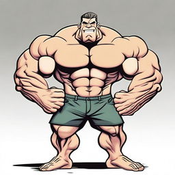 A strong man with muscles so large they appear to be bigger than his body