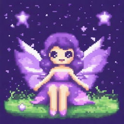 Create a beautiful and cute fairy in pixel art style