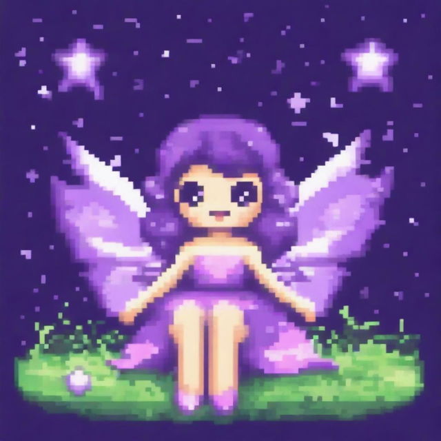 Create a beautiful and cute fairy in pixel art style