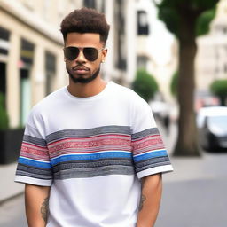 Create an oversized men's t-shirt with an attractive design on the front