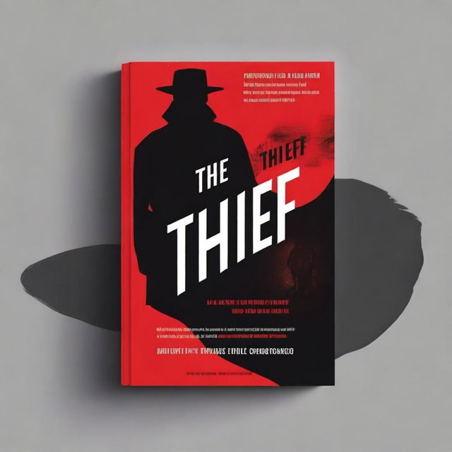 Create a book cover with a black and red theme for a book titled 'The Thief Story'