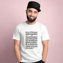 A t-shirt featuring an Islamic quote in English on the front