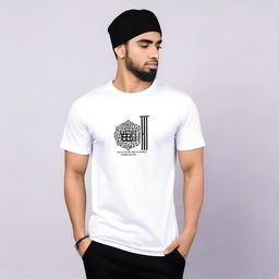 A t-shirt featuring an Islamic quote in English on the front