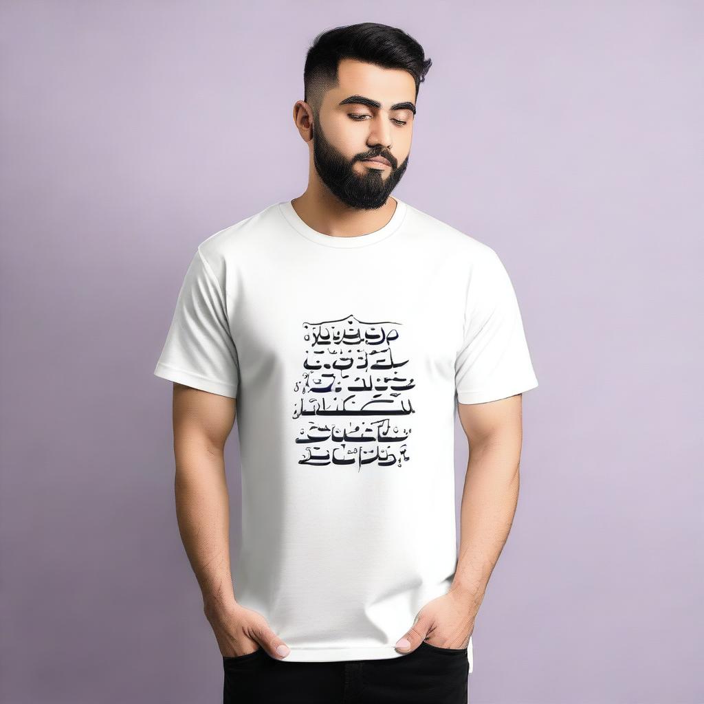 A t-shirt featuring an Islamic quote in English on the front