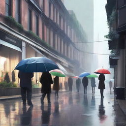 A realistic illustration of a rainy weather scene