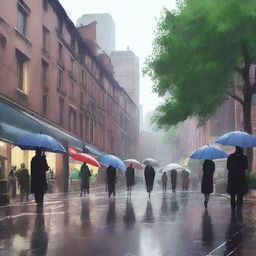 A realistic illustration of a rainy weather scene