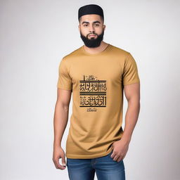 A t-shirt with a large, short Islamic quote in English on the front