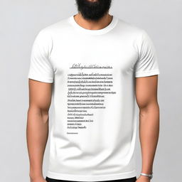 A t-shirt with a large, short Islamic quote in English on the front