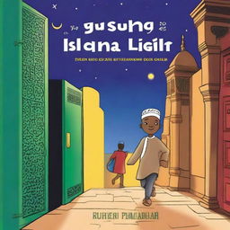 Create a cover design for an Islamic studies book series called ‘The Guiding Light’ aimed at primary school children