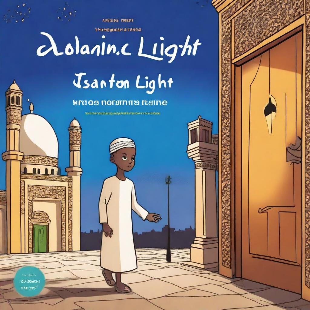 Create a cover design for an Islamic studies book series called ‘The Guiding Light’ aimed at primary school children