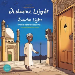 Create a cover design for an Islamic studies book series called ‘The Guiding Light’ aimed at primary school children