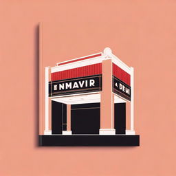 A minimalist book cover design featuring a classic movie theater