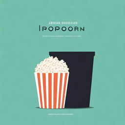 A minimalist book cover design featuring a simple illustration of a bucket of popcorn and a movie theater