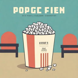 A minimalist book cover design featuring a simple illustration of a bucket of popcorn and a movie theater