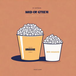 A minimalist book cover design featuring a simple illustration of a bucket of popcorn and a movie theater