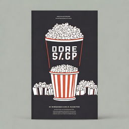 A minimalist book cover design featuring a simple illustration of a bucket of popcorn and a movie theater