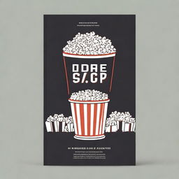 A minimalist book cover design featuring a simple illustration of a bucket of popcorn and a movie theater