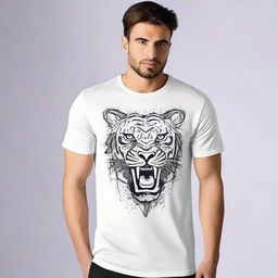 A t-shirt featuring a design on the front available in A3, A4, and A2 sizes