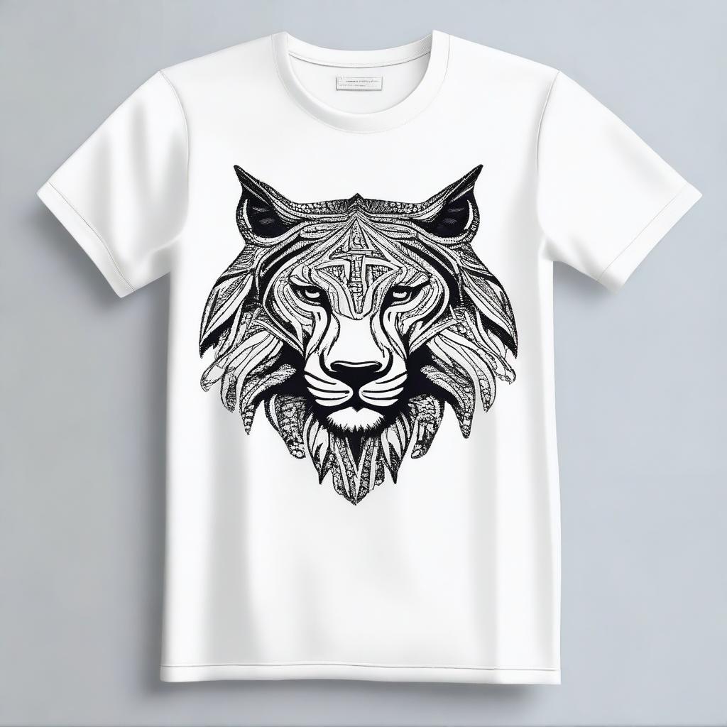 A t-shirt featuring a design on the front available in A3, A4, and A2 sizes