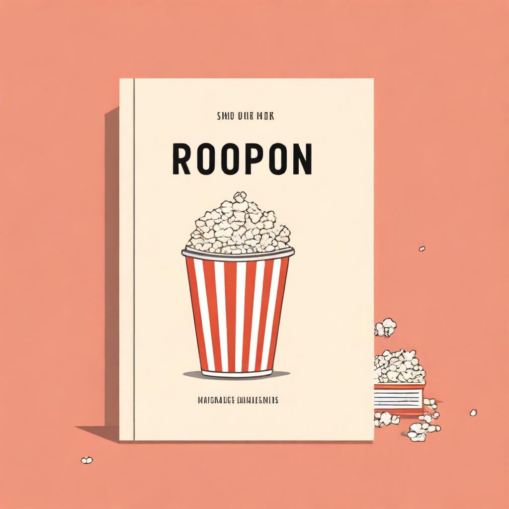 A minimalist book cover design featuring a clapboard and a bucket of popcorn