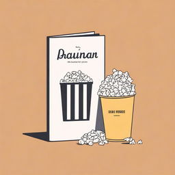 A minimalist book cover design featuring a clapboard and a bucket of popcorn