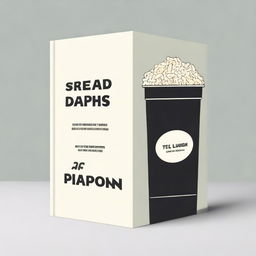 A minimalist book cover design featuring a film clapboard and a bucket of popcorn