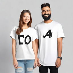 Design a pair of oversized t-shirts for couples, featuring a design on the front that can be adapted to A2, A3, and A4 sizes