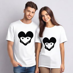 Design a pair of oversized t-shirts for couples, featuring a design on the front that can be adapted to A2, A3, and A4 sizes