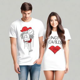 Design a pair of oversized t-shirts for couples, featuring a front design that can be adapted to A2, A3, and A4 sizes