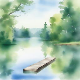 A watercolor painting of a serene lakeside scene, perfect for a book cover