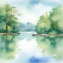 A watercolor painting of a serene lakeside scene, perfect for a book cover