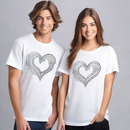 Design a pair of oversized t-shirts for couples, each featuring a unique front design that can be adapted to A2, A3, and A4 sizes