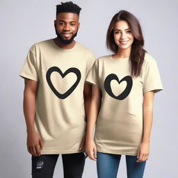 Design a pair of oversized t-shirts for couples, each featuring a unique front design that can be adapted to A2, A3, and A4 sizes