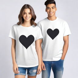 Design a pair of oversized t-shirts for couples, each featuring a unique front design that can be adapted to A2, A3, and A4 sizes