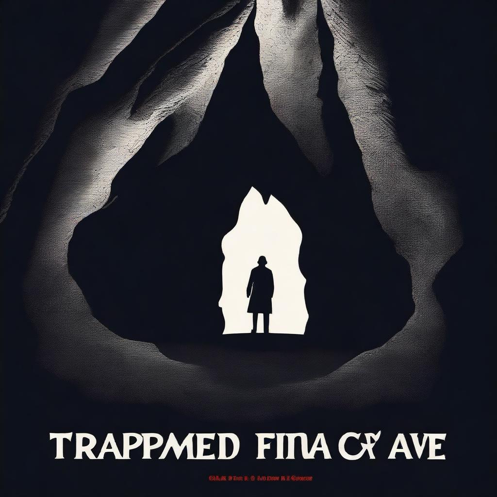 Create a movie poster for a film titled 'Trapped in THE CAVE'