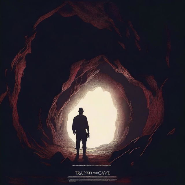 Create a movie poster for a film titled 'Trapped in THE CAVE'