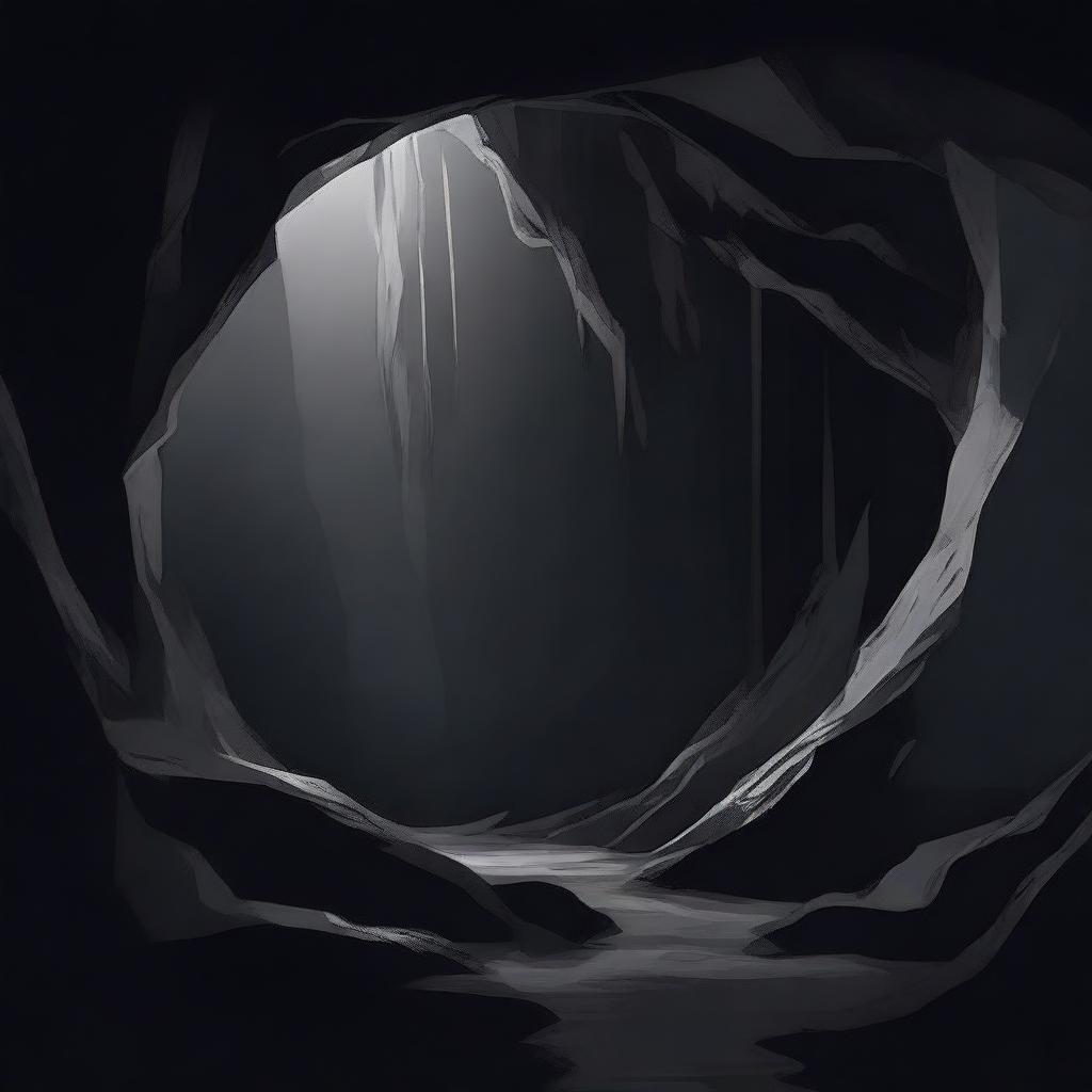 Create a poster featuring a dark cave