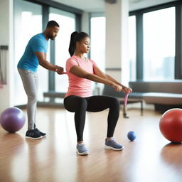 A detailed image of a person performing physical therapy exercises