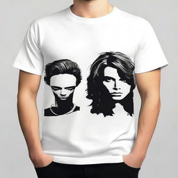 Design a pair of oversized t-shirts, one for men and one for women, each featuring a different design on the front