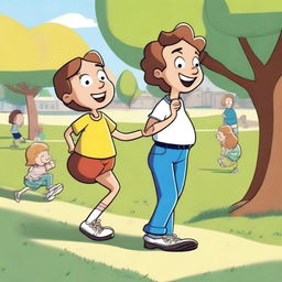 A cartoonish scene of a character humorously picking a wedgie in a playful and light-hearted manner