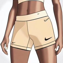 A detailed illustration of a person wearing blonde-colored Nike Pro shorts