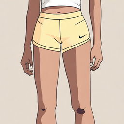 A detailed illustration of a person wearing blonde-colored Nike Pro shorts