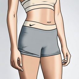 A detailed illustration of a person wearing blonde-colored Nike Pro shorts