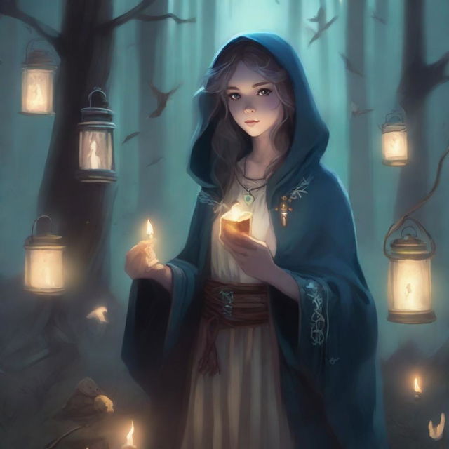 A young warlock girl is seen communing with the ghosts of the dead