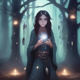 A young warlock girl is seen communing with the ghosts of the dead